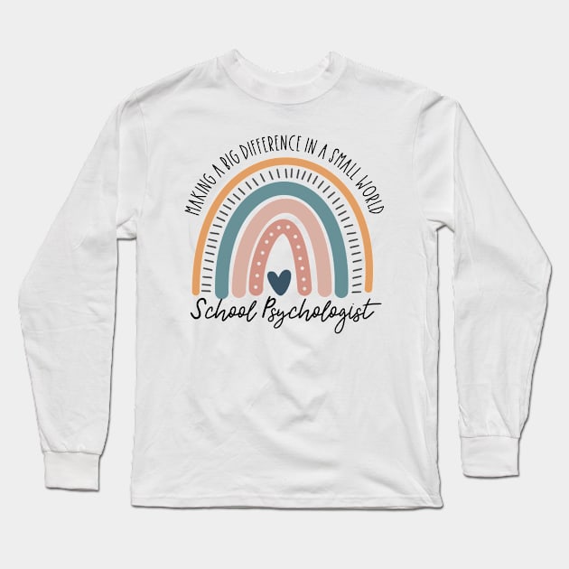 School Psychologist Boho Rainbow Long Sleeve T-Shirt by IndigoPine